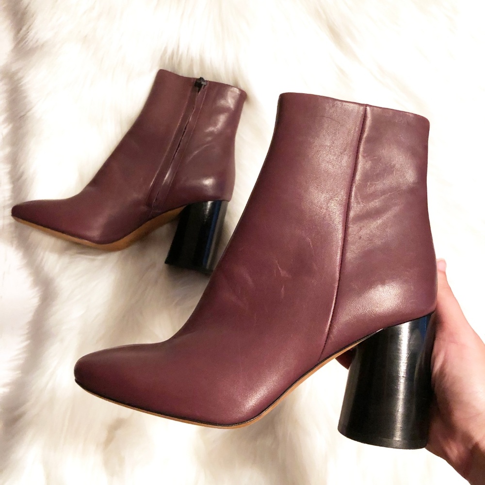 NEW Vince Ridley Wooden Heel Leather Ankle Boots - Picture 6 of 8